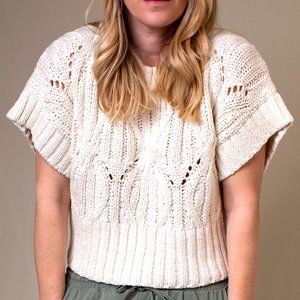 NWT evirwild Kaylee Crochet Short Sleeve Sweater